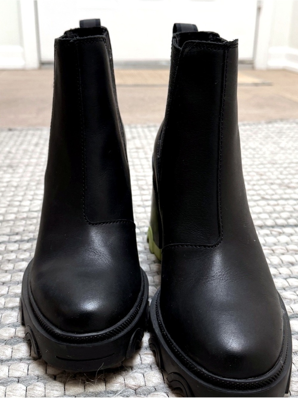 Sorel Brex Heel Chelsea Boots Waterproof Leather Black Women's US 9